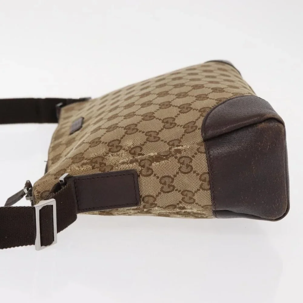 Authentic GUCCI GG Canvas Shoulder Bag Beige Silver 114273 - Picture 11 of 16